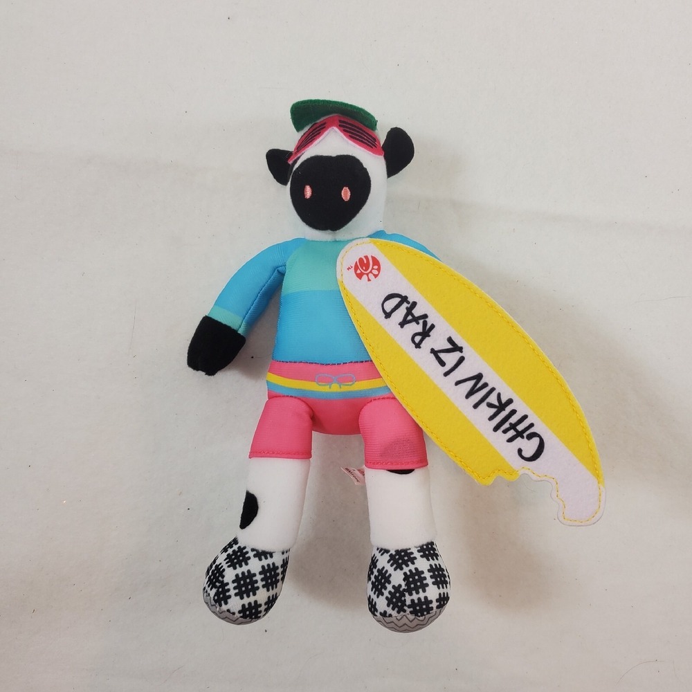Chick fil A Plush Retro Cow Doll Toy Summer 2022 Chikin Iz Rad 10" Surf Board